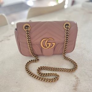 SOLD Gucci GG Marmont Metalasse Bag, gold chain, Small